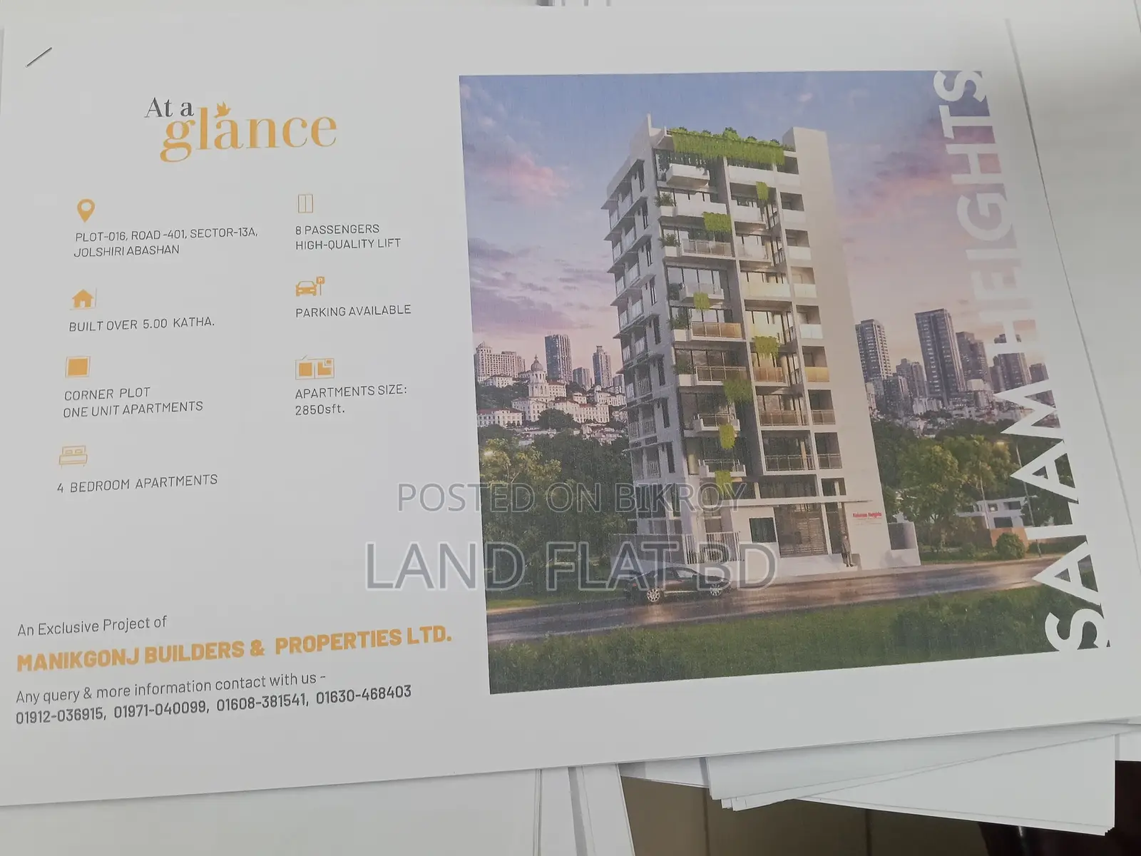2850 SFT ON GOING FLAT FOR SALE @ JOLSHIRI ABASHON.