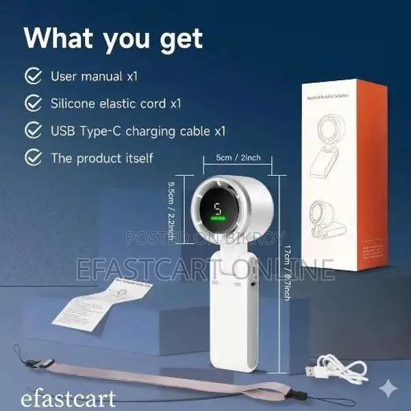 Portable Mini Turbo Fan - Rechargeable Foldable Handheld