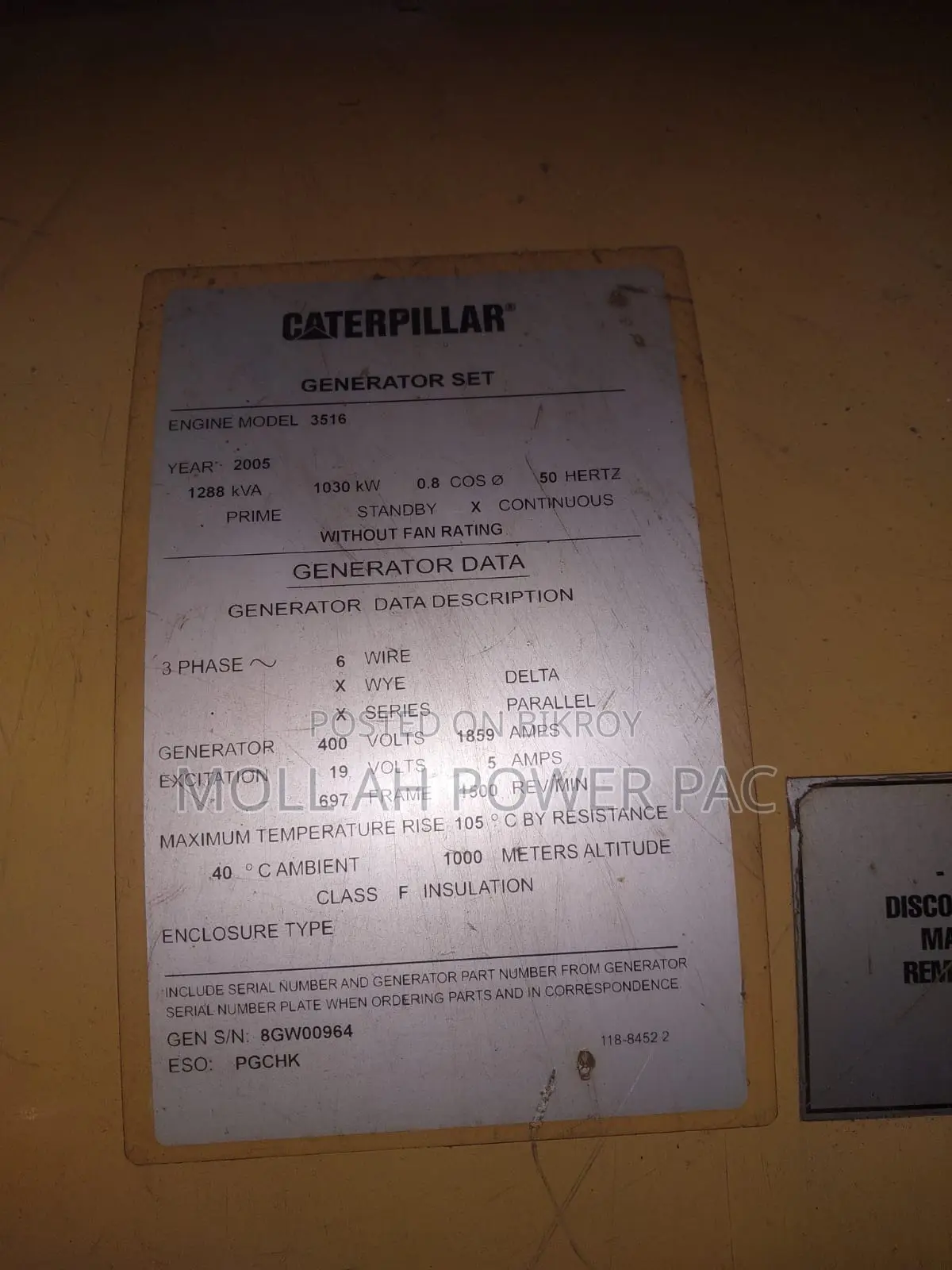 1250 kva gas CAT generator sell & service