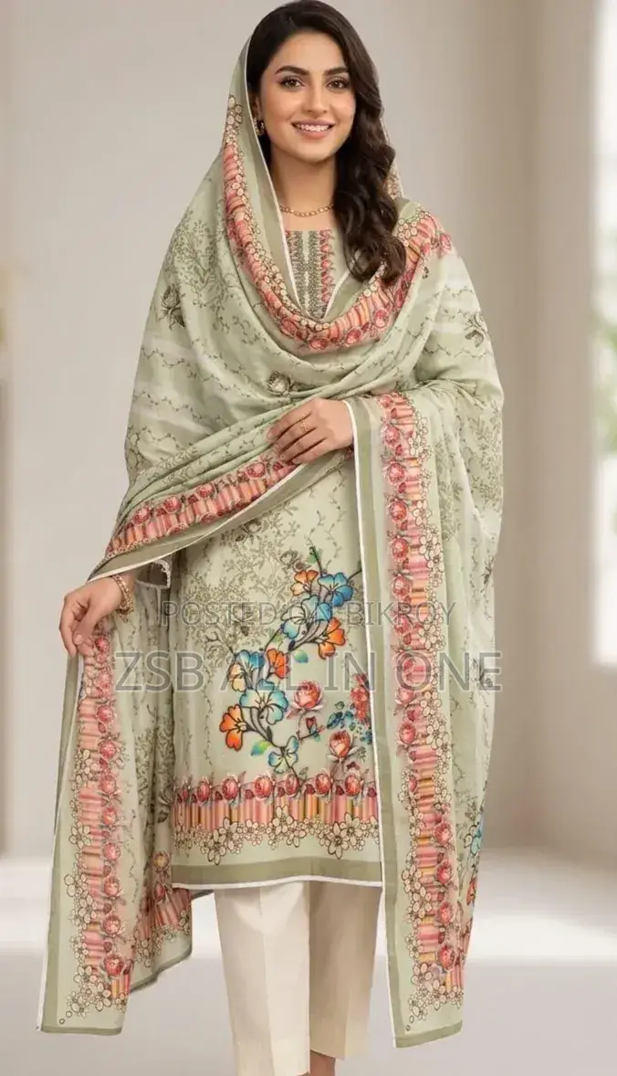 Unstitch Digital Print Three Piece প্রিমিয়াম কটন কাপড়