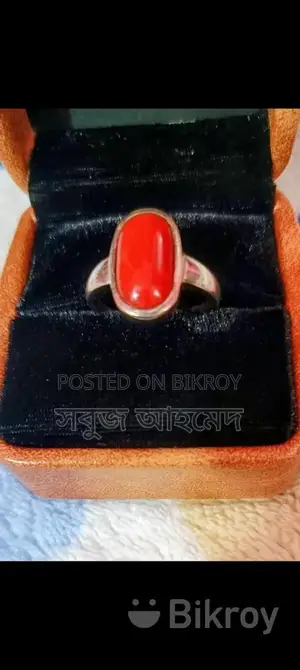 Original 21K Silver, Ashtadhatu Red Coral Ring, Adjustable, New
