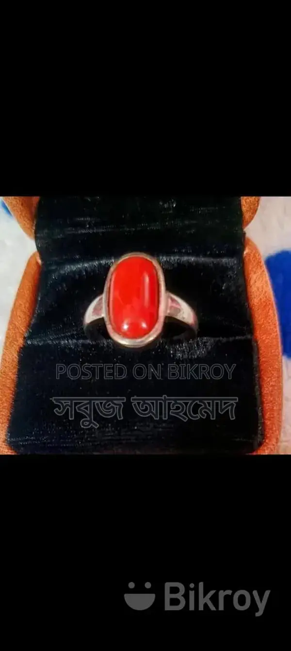 Original 21K Silver, Ashtadhatu Red Coral Ring, Adjustable, New