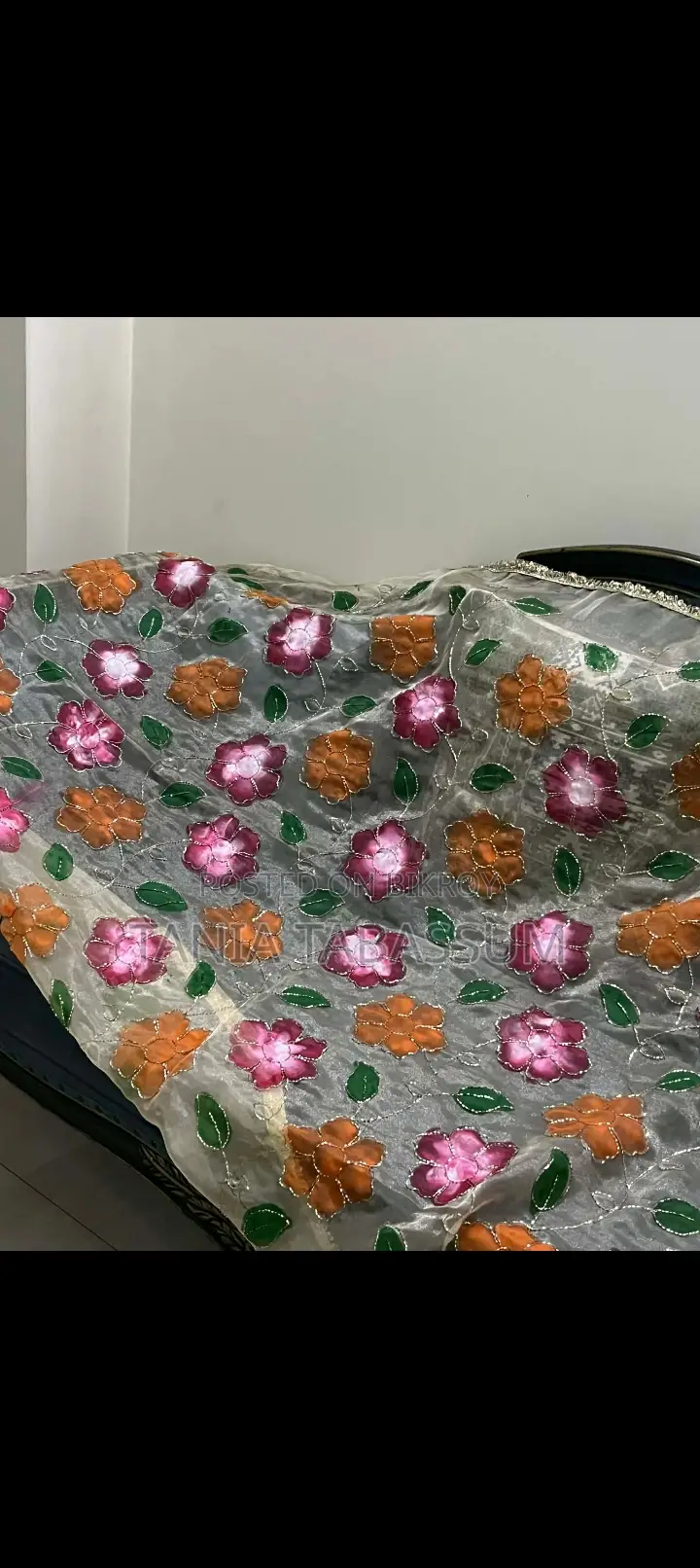 A Golden Color Floral Dupatta