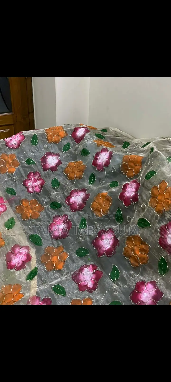A Golden Color Floral Dupatta
