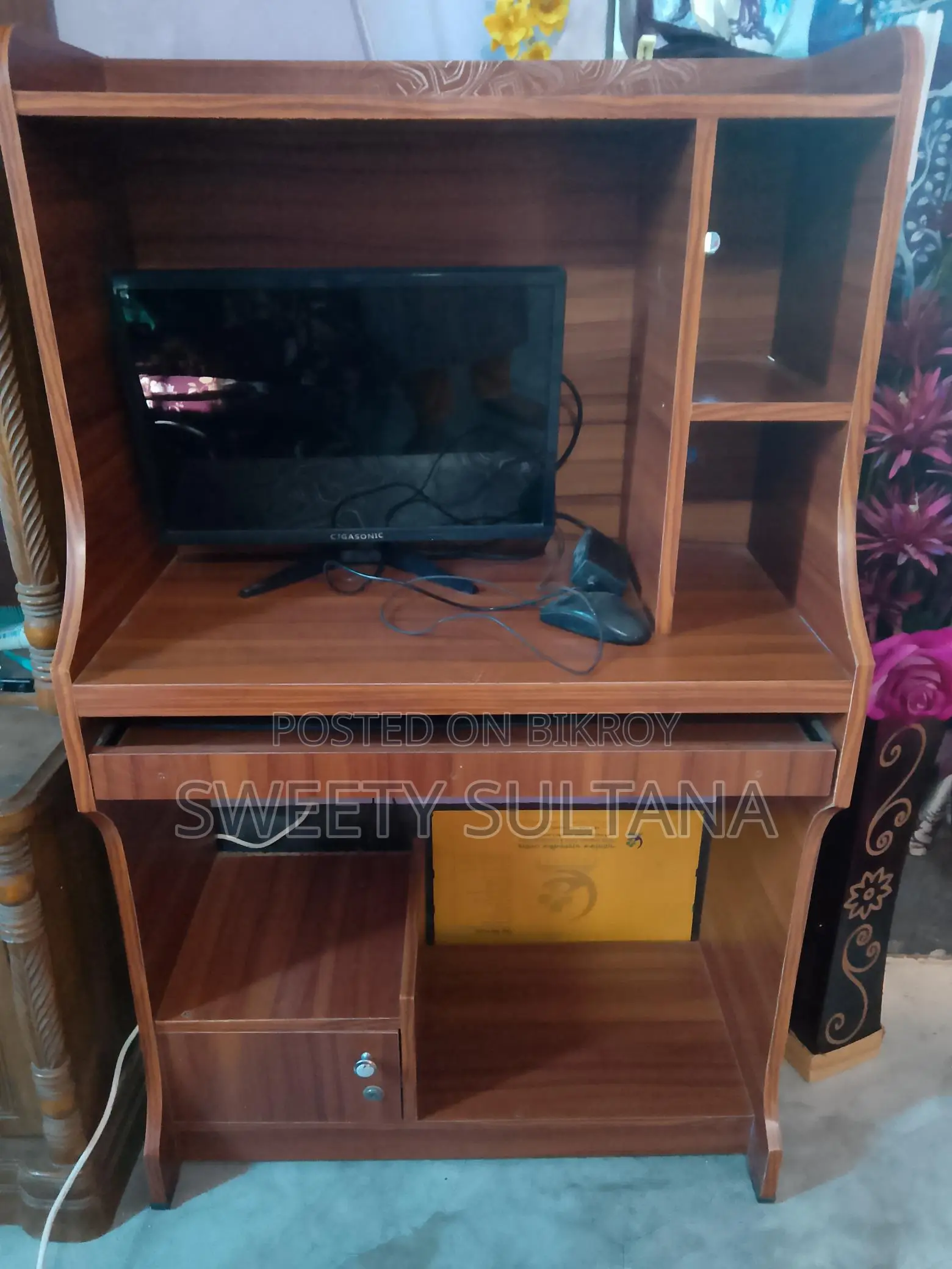 Computer table with monitor