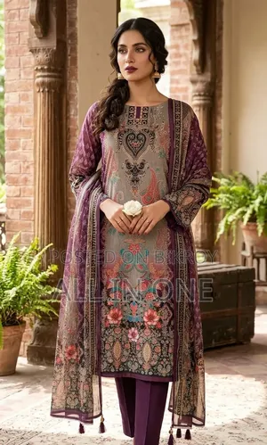Unstitch Pakistani Digital Jam Jam 3D Print Three Piece.