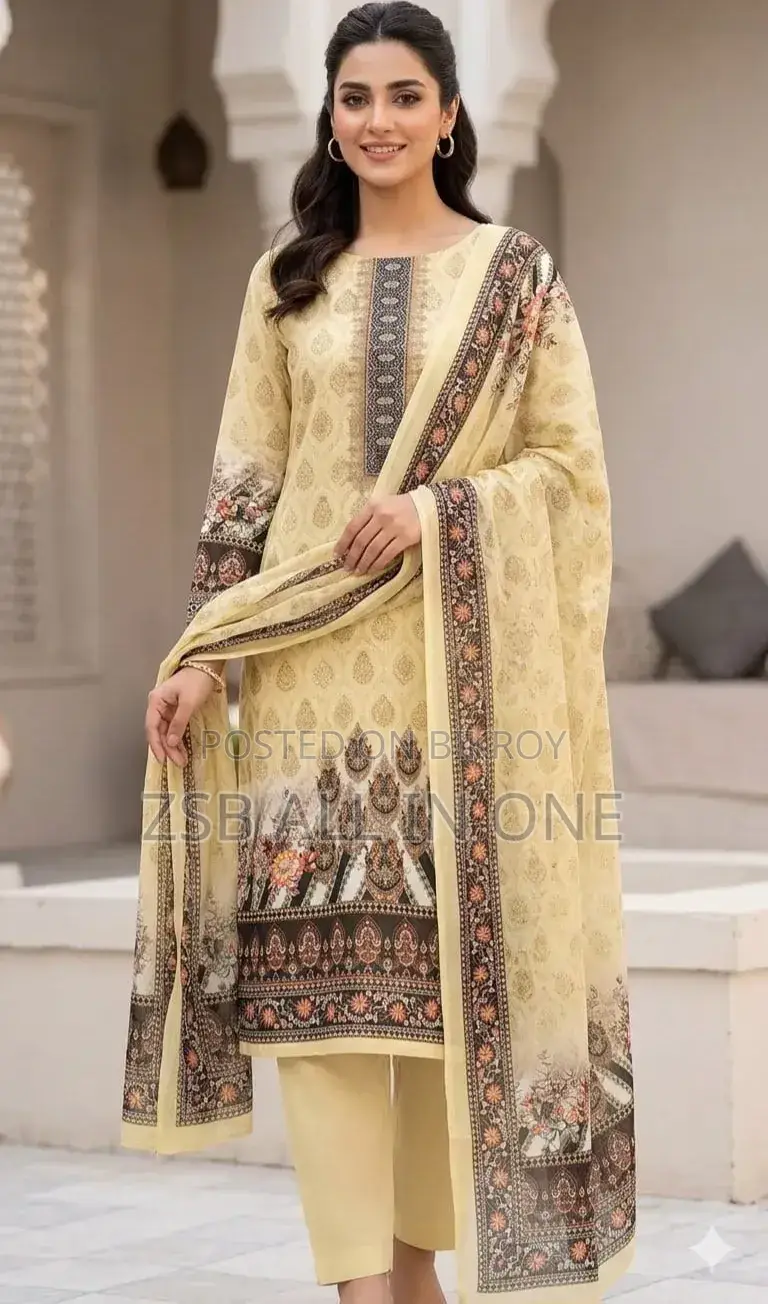 Unstitched Pakistani Digital Jam Jam 3D Print Three Piece