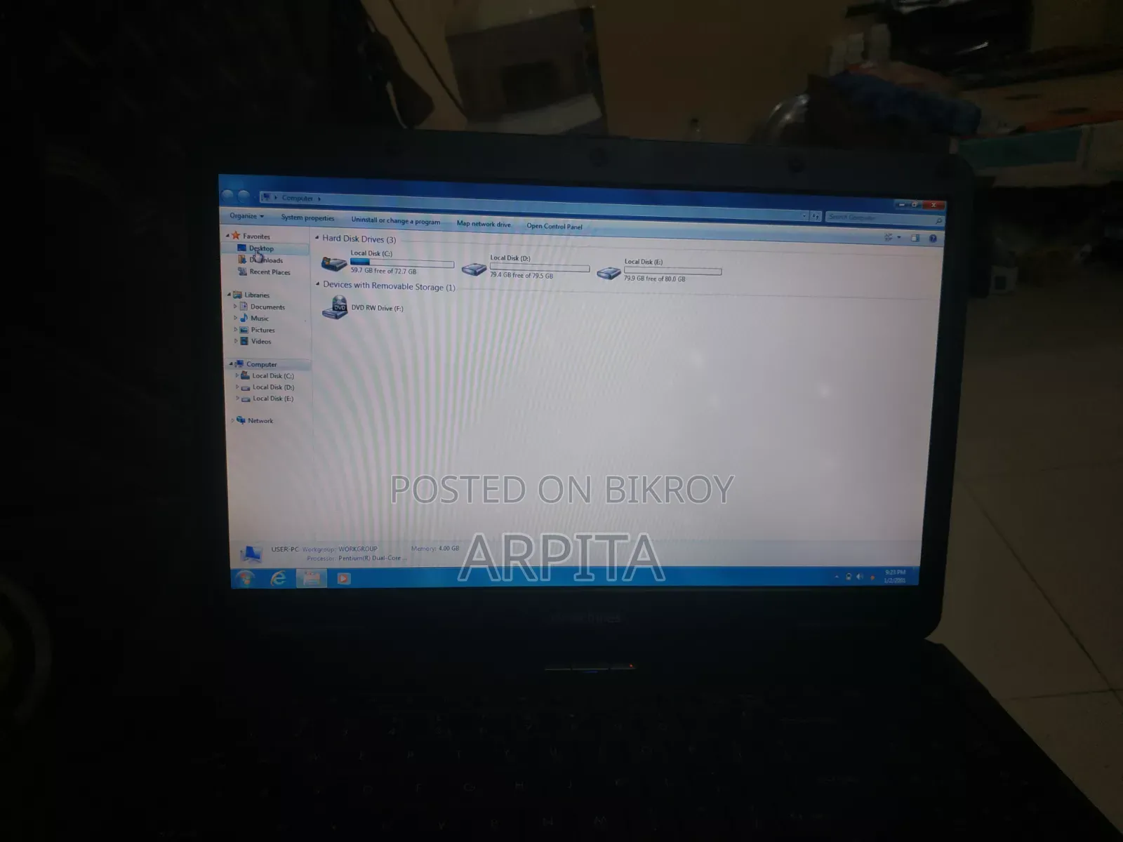 Laptop Acer eMachines E627 4GB Intel Pentium SSD 256GB