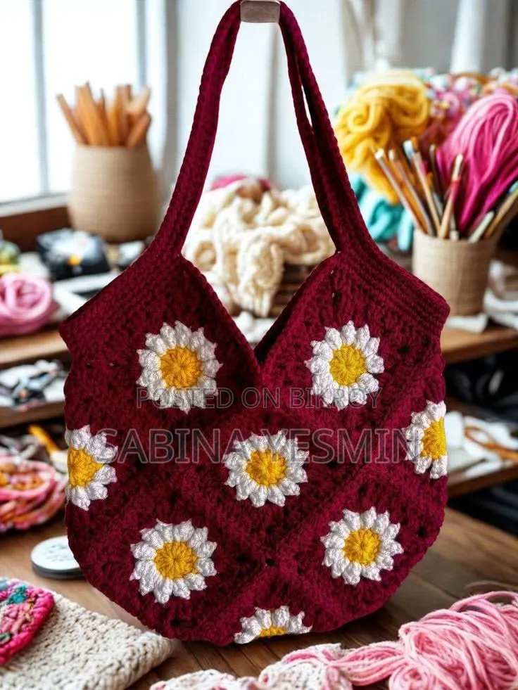 Handmade Crochet Daisy Bag
