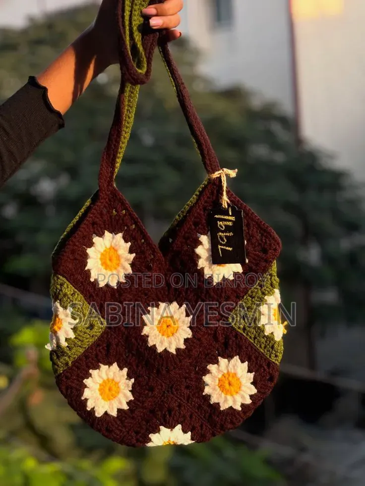 Handmade Crochet Daisy Bag