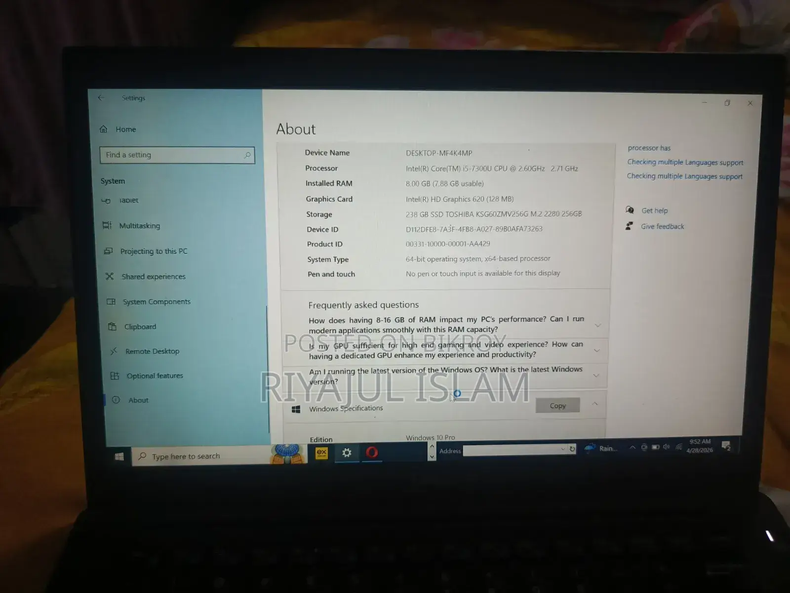 Laptop Dell 8GB Intel Core I7 SSD 512GB