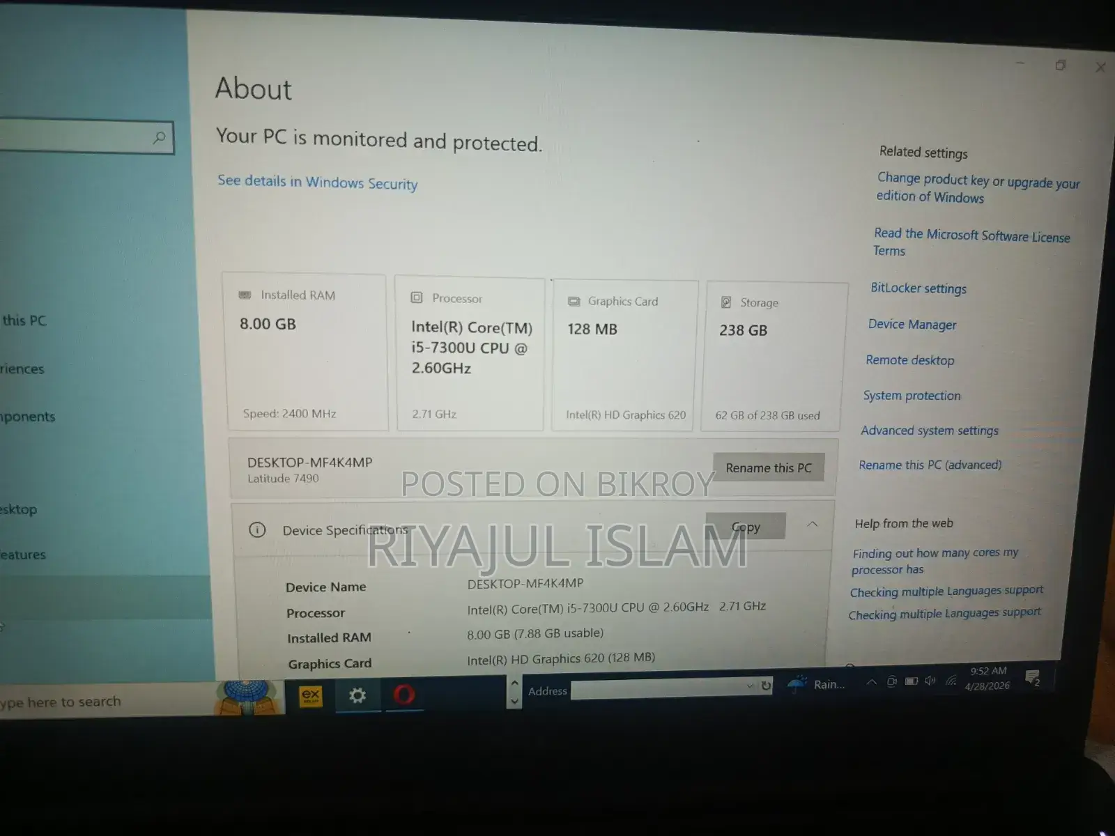 Laptop Dell 8GB Intel Core I7 SSD 512GB