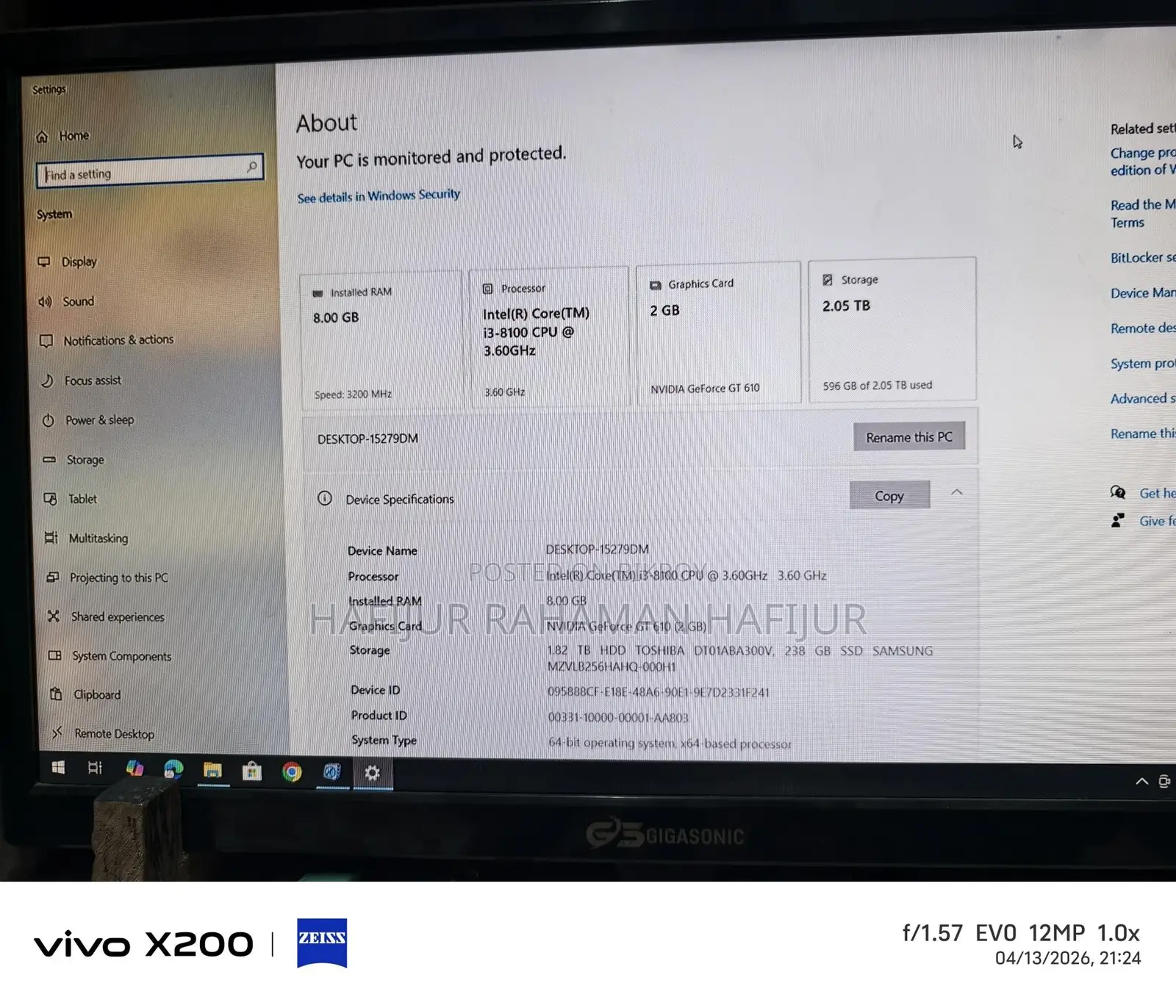 Core i3 8th Gen Pc