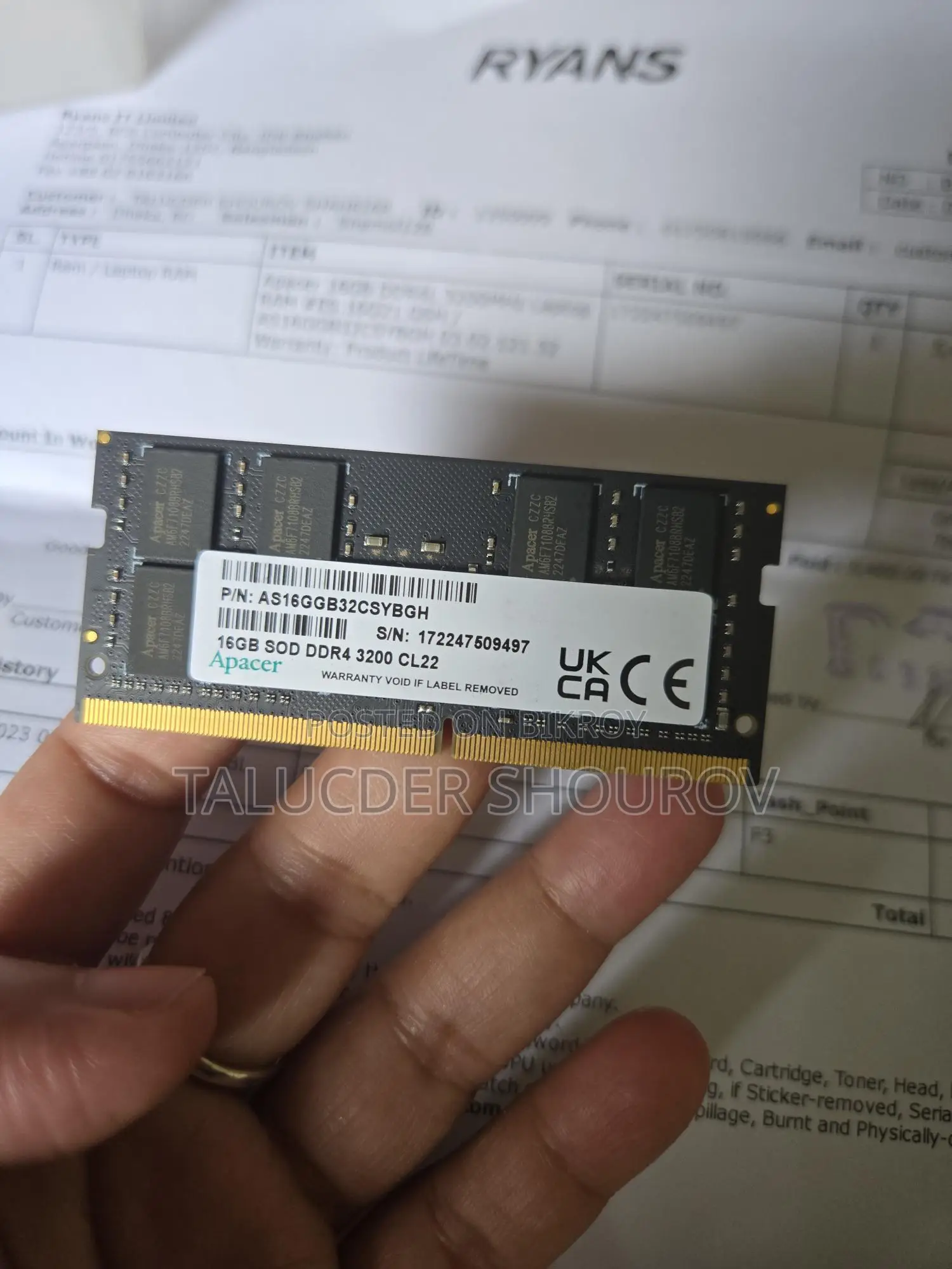 Apacer 16 GB Laptop RAM DDR4 3200MHz