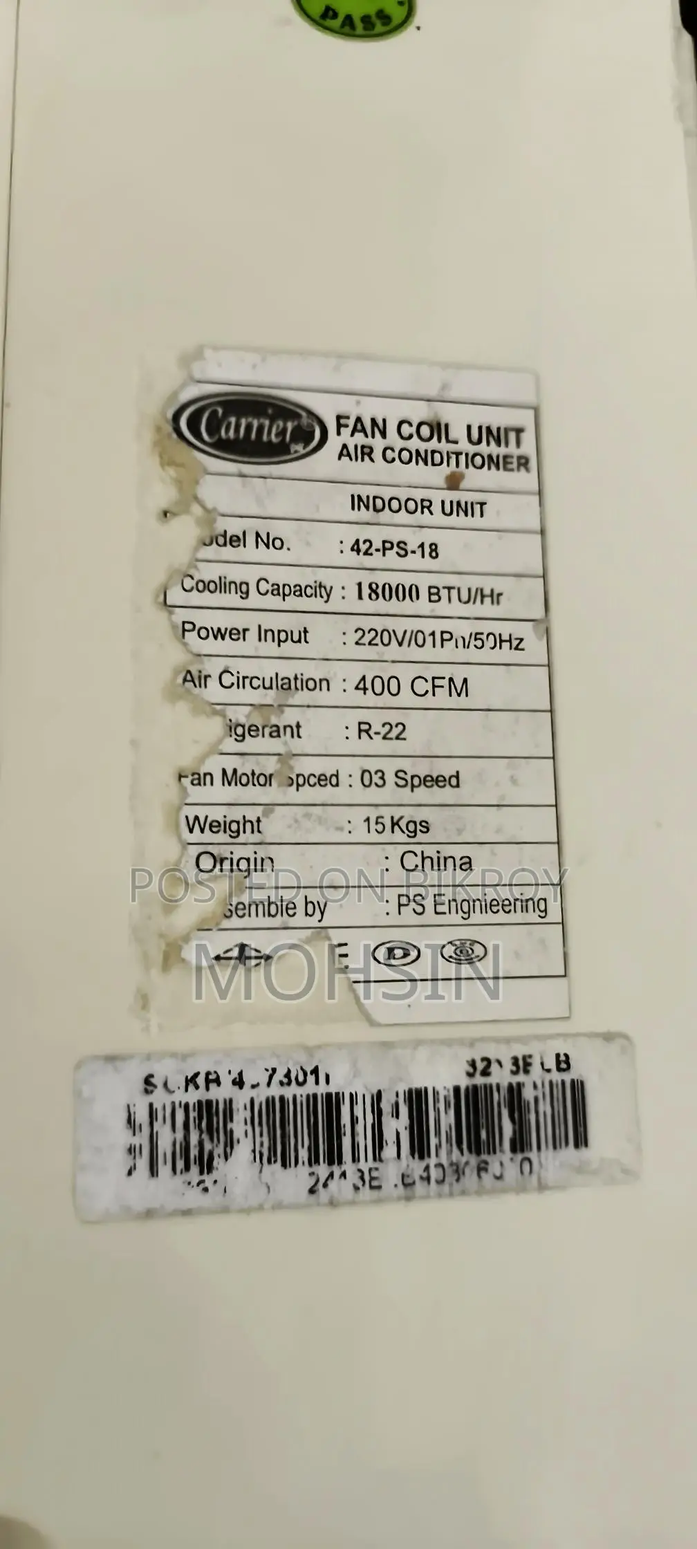 Carrier AC 1.5 Ton