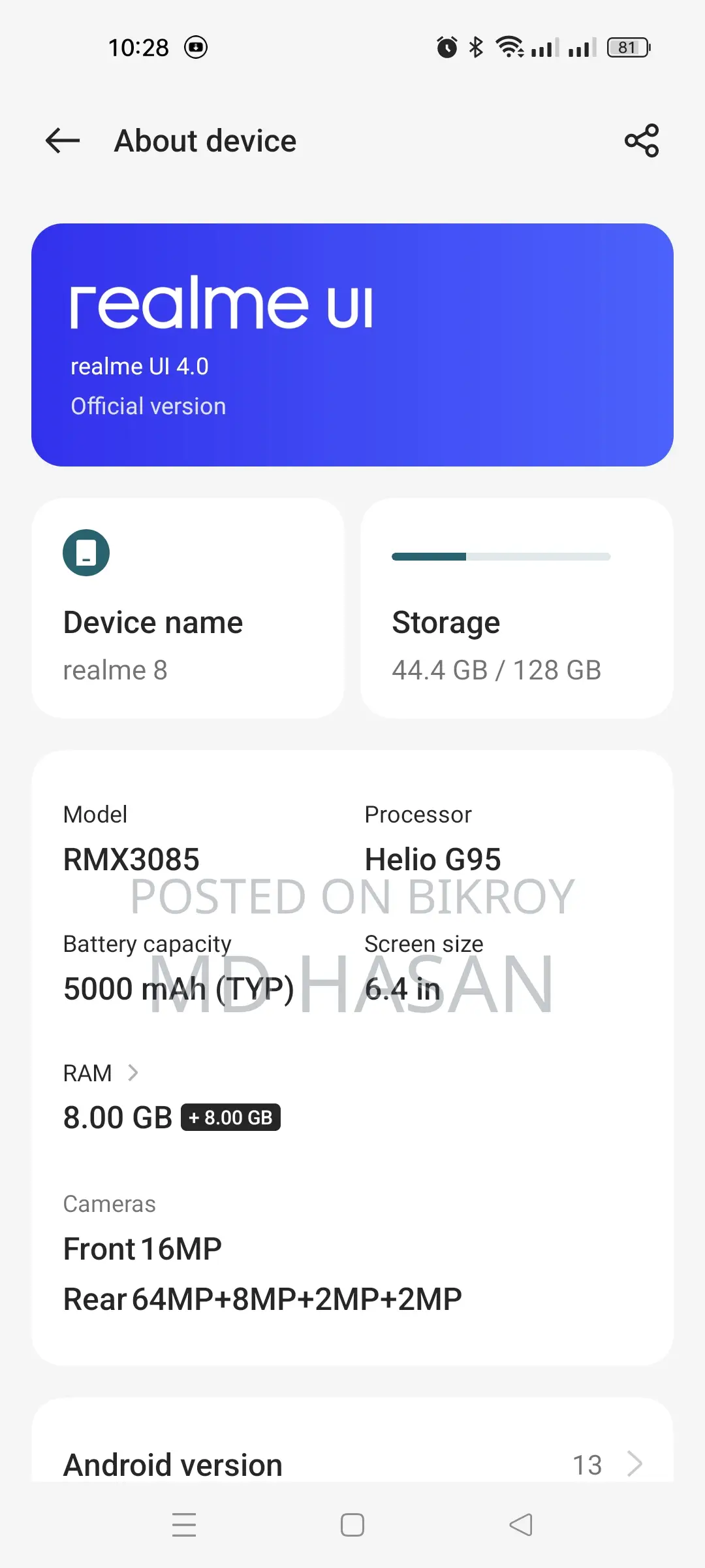 Realme 8 ` (Used)