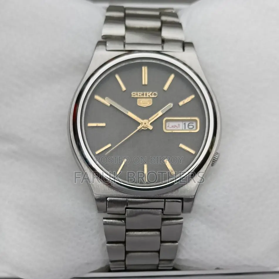 Seiko Original Stainless Steel Watch – Grey Dial With Luminous Hands
