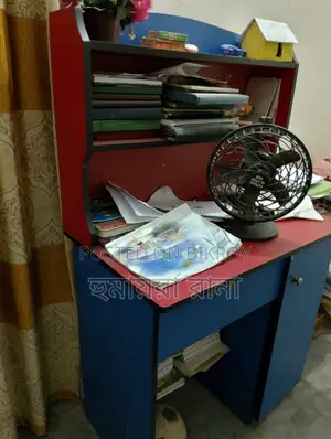 Used Multifunctional Study Table With Storage Shelves Good Condition