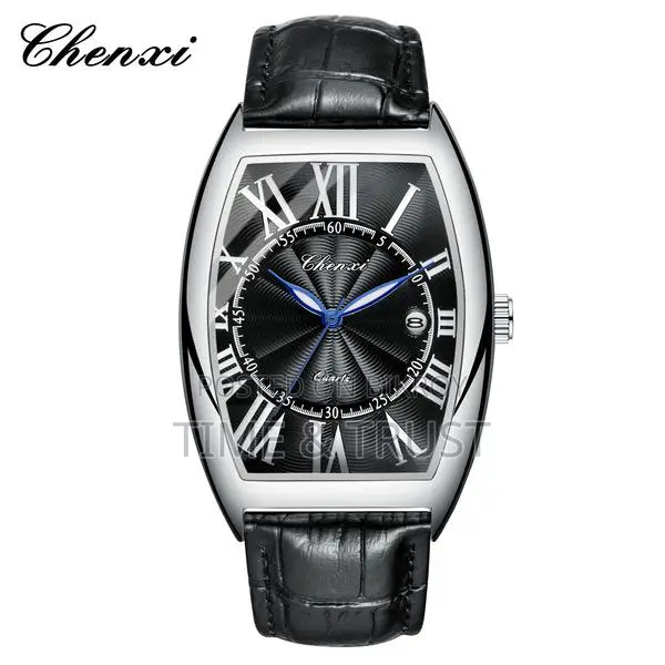 Chenxi Barrel Mens Quartz Genuine Leather
