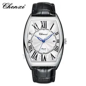 Chenxi Barrel Mens Quartz Genuine Leather