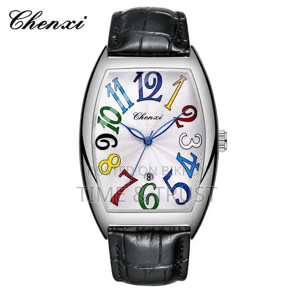 Chenxi Barrel Mens Quartz Genuine Leather