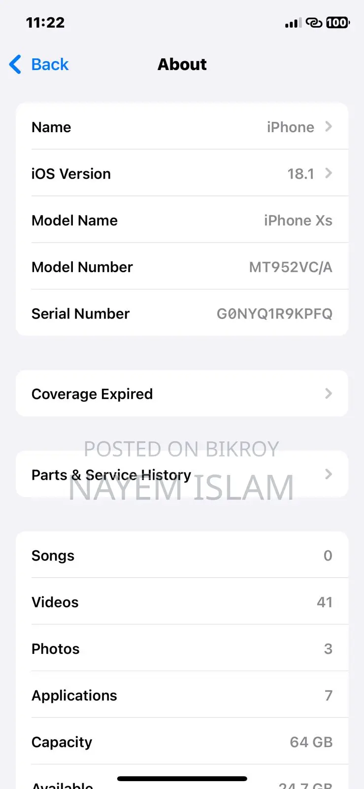 Apple iPhone XS (Used)