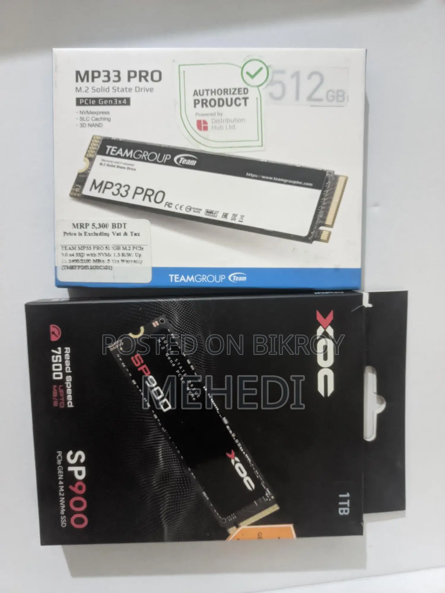 M.2 1 TB / 512 GB SSD