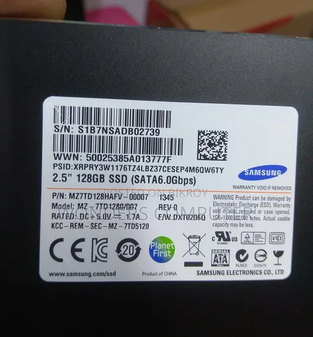 Samsung 2.5" 128gb Original SSD With 1 Year Warranty