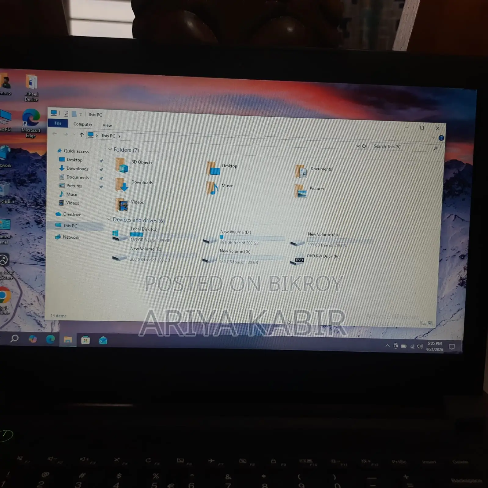 Lenovo laptop core i3 6th ram 4gb HDD 1000gb