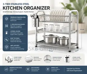Skb Cookware Wall Hanging 3 Layer Stainless Steel Dish Rack