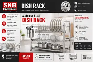 Skb Cookware Wall Hanging 3 Layer Stainless Steel Dish Rack