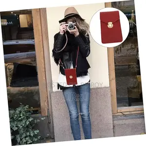 Women's PU Leather Phone Holder With Neck Strap