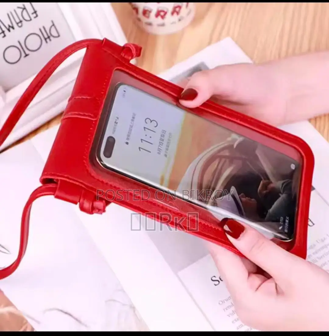 Women's PU Leather Phone Holder With Neck Strap