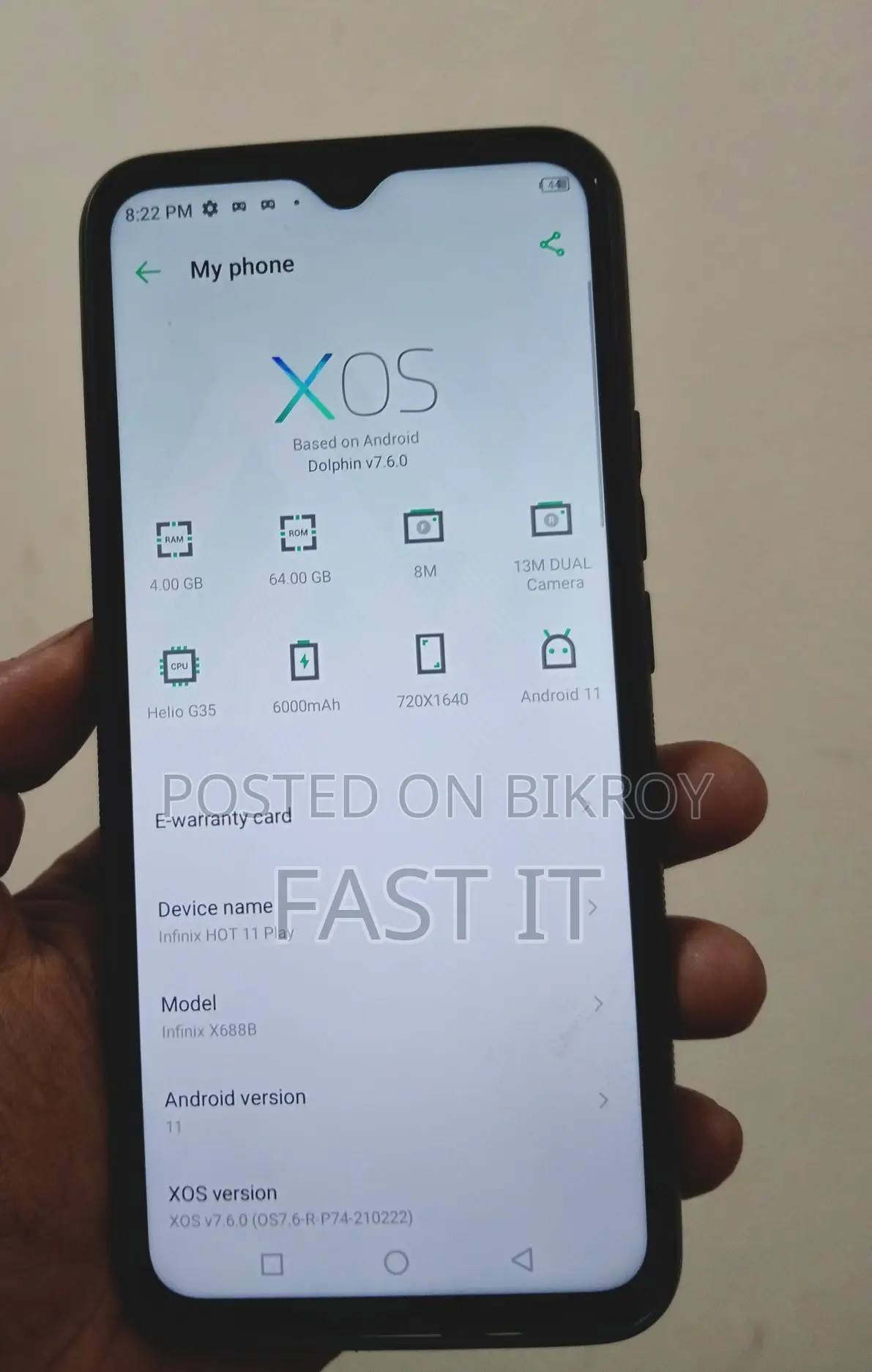 Infinix Hot 11 Play . (Used)