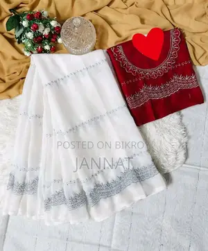 Soft Georgette Embroidered Saree with Blouse Piece