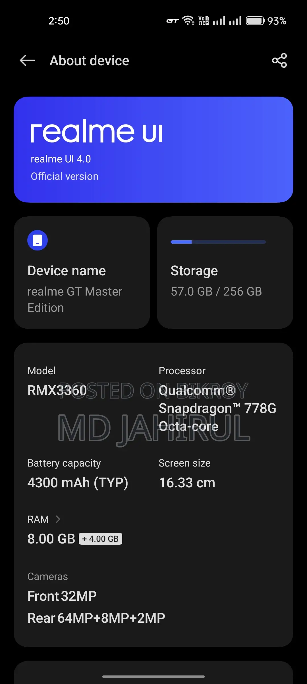 Realme Gt Master Edition 8/256 (Used)