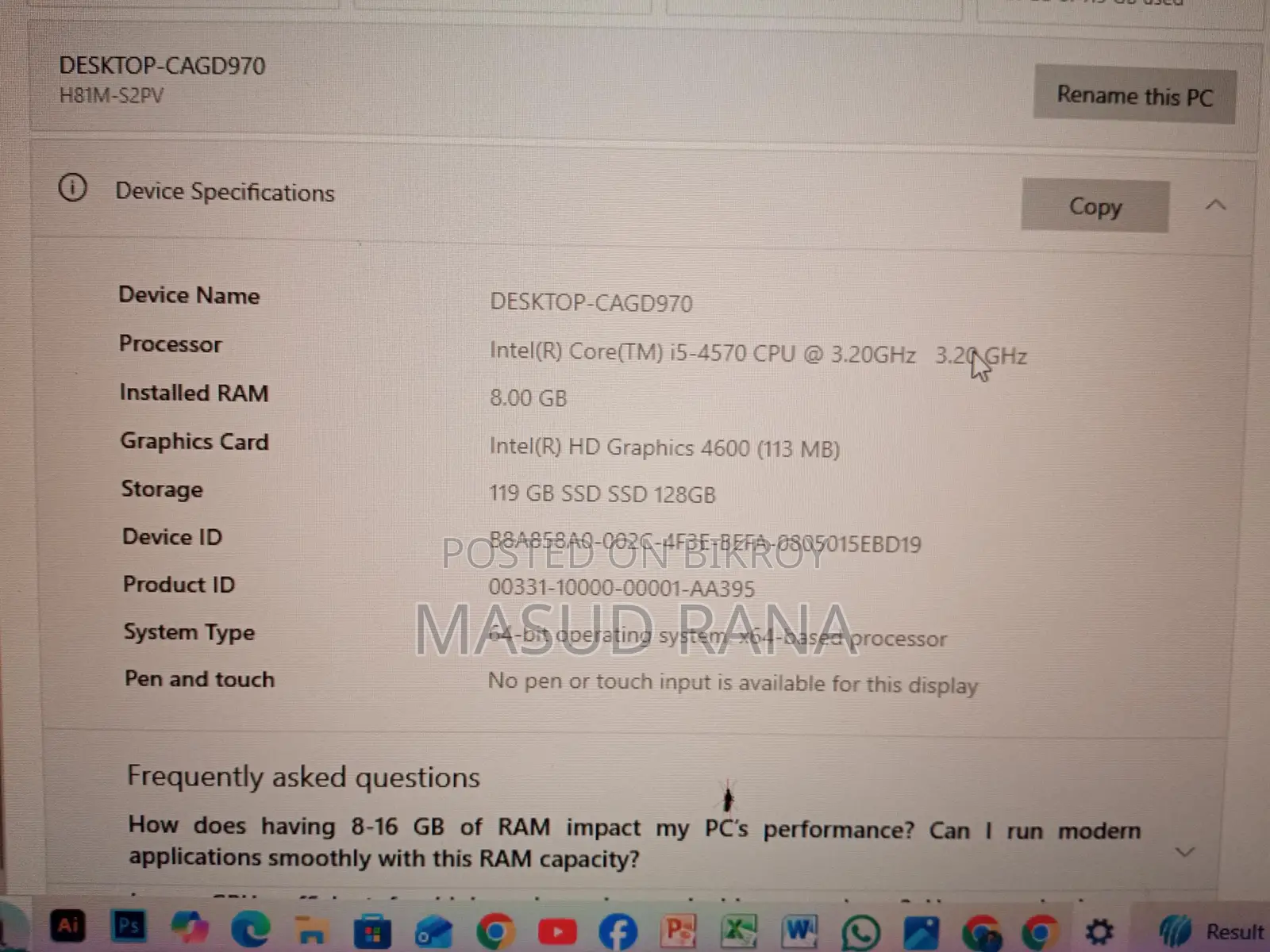 Core i5 4th Gen PC Gigabyte H81 Sale