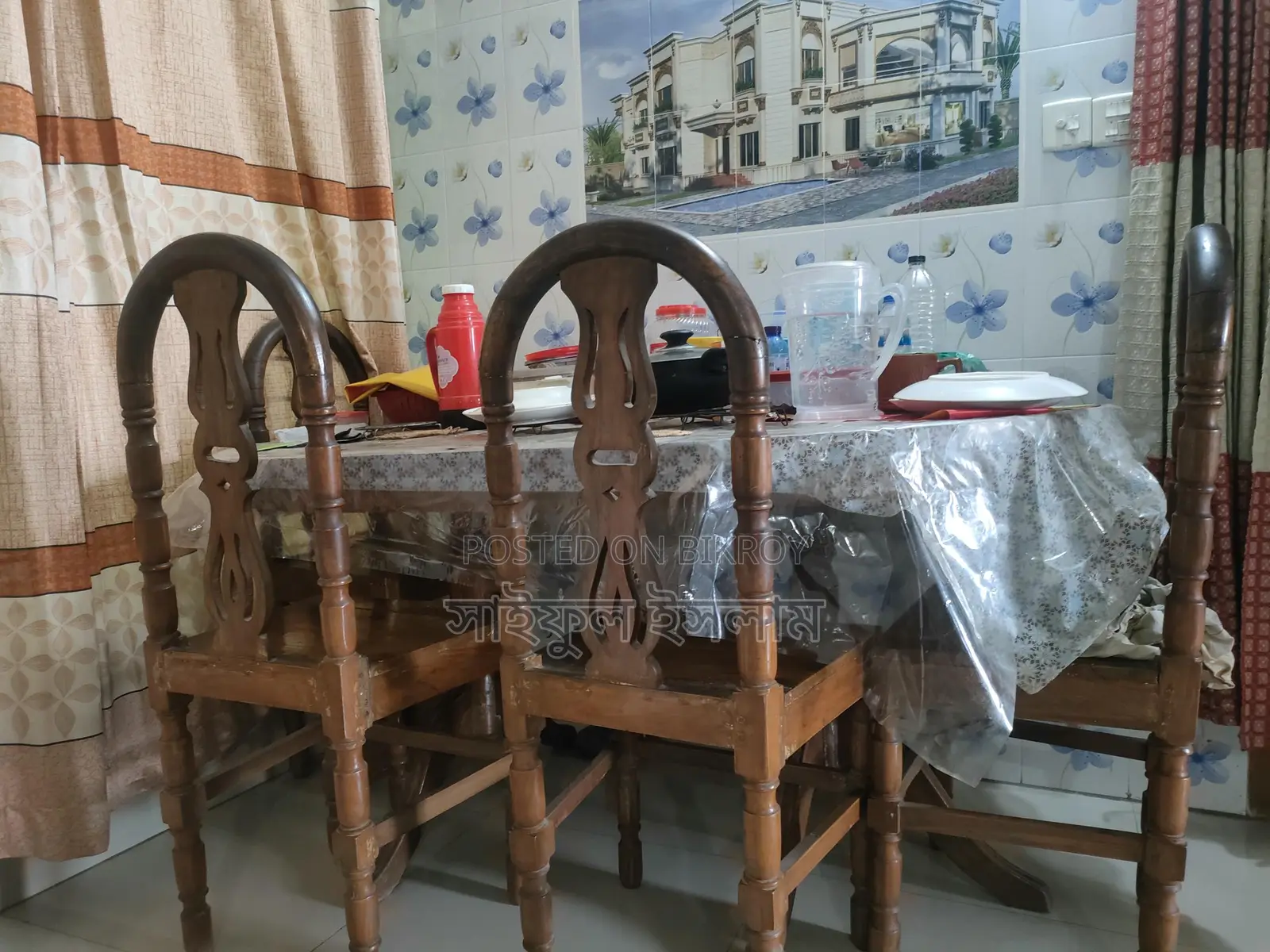 সেগুন কাঠের ডাইনিং টেবিল ও চেয়ার