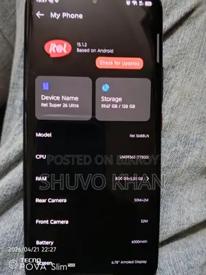 Itel S26 Ultra 8+5 GBRAM 128 GBROM (Used)