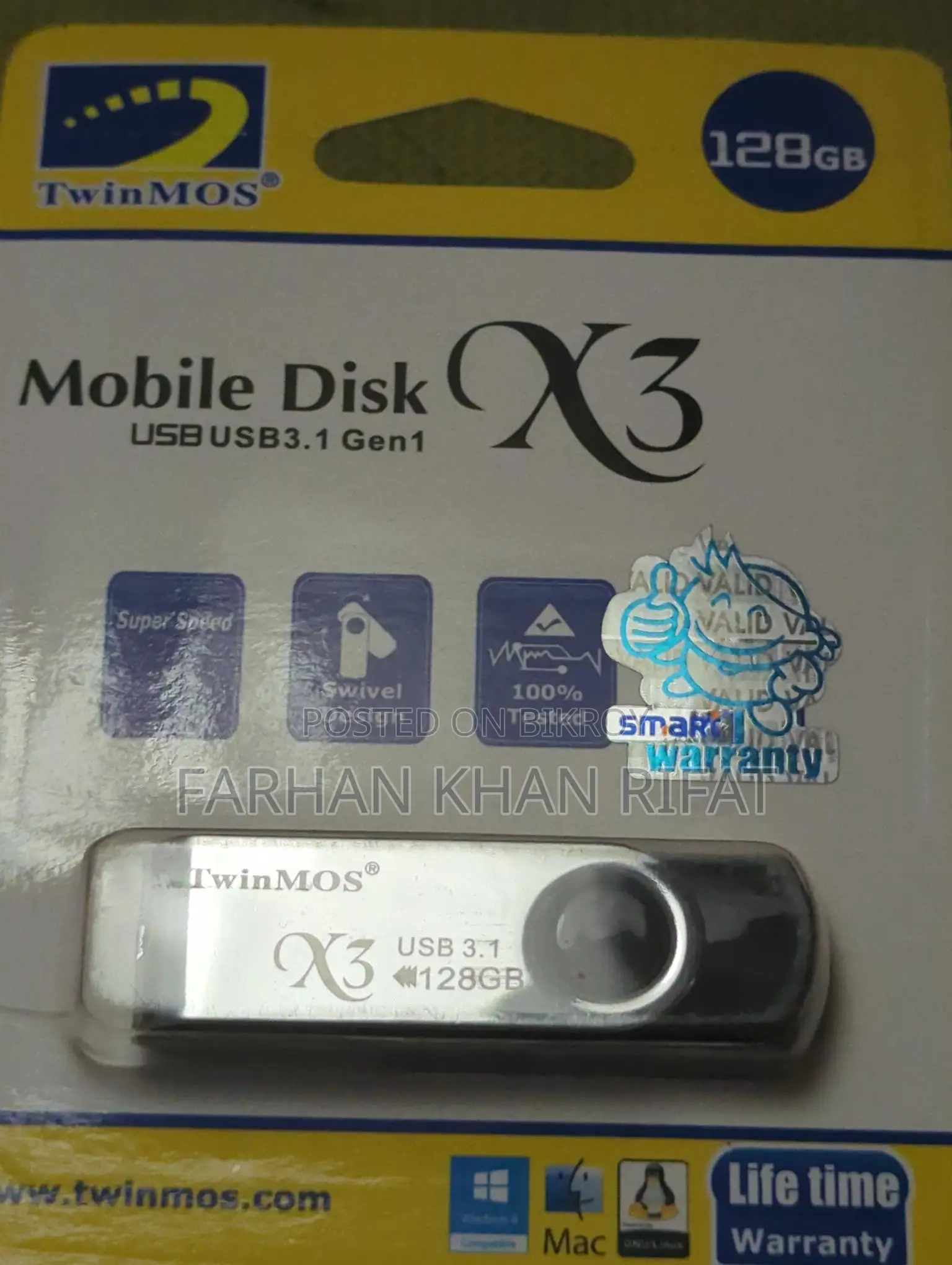 মোবাইল ডিস্ক USB 3.1 Gen1 X3 সুপার স্পিড ১২৮ জিবি