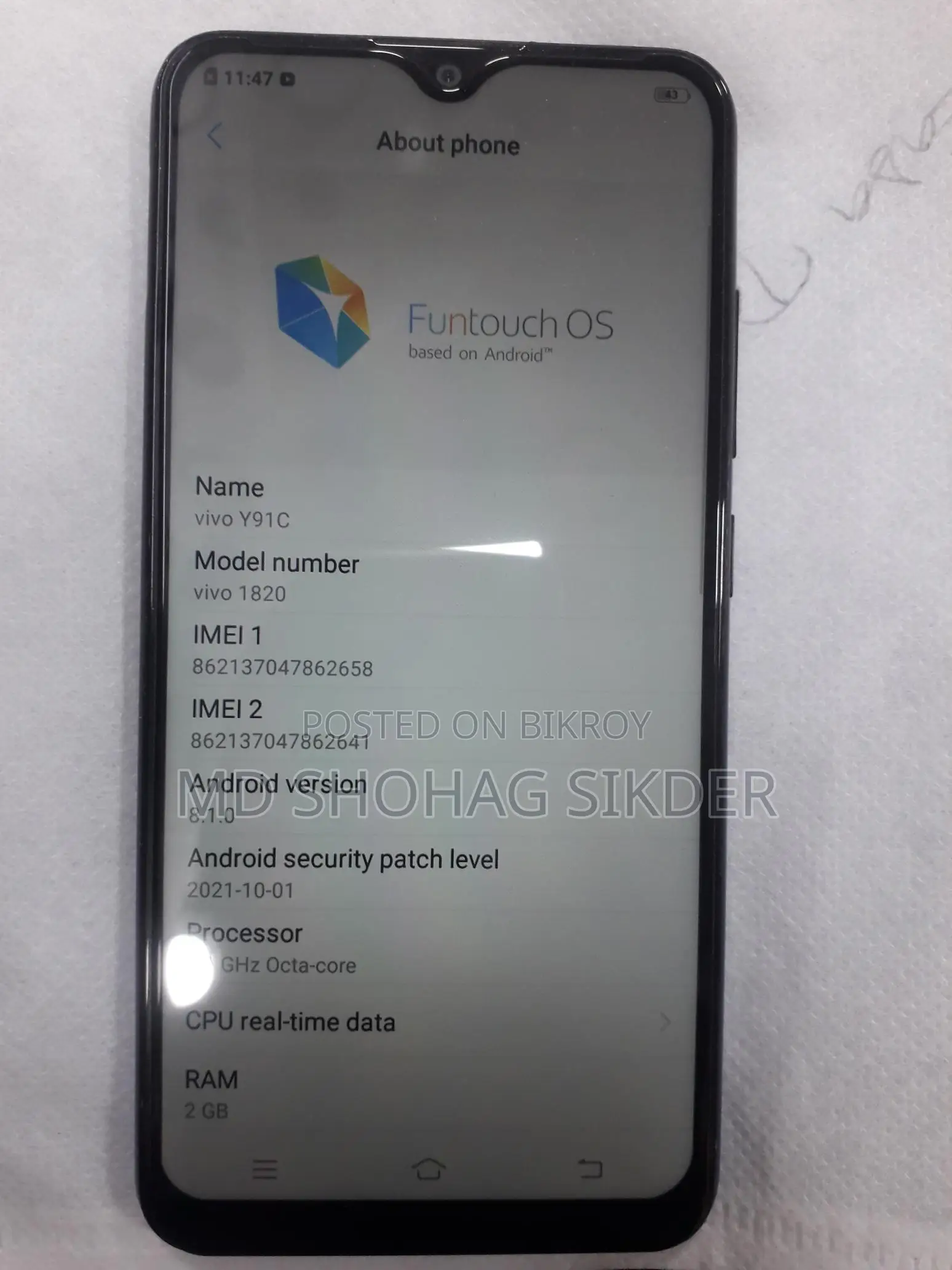 Vivo Y91c fresh condition (Used)