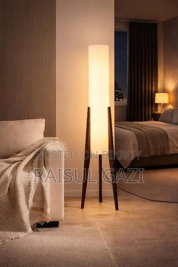 Premium Wooden Floor Lamp Mahogany