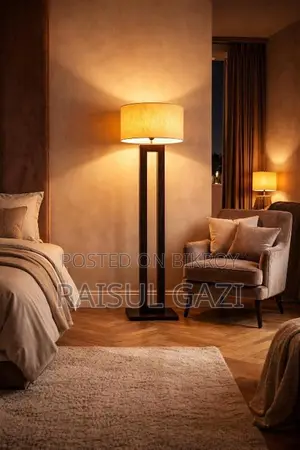 Premium Wooden Floor Lamp Mahogany