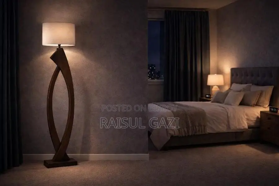 Premium Wooden Floor Lamp Mahogany