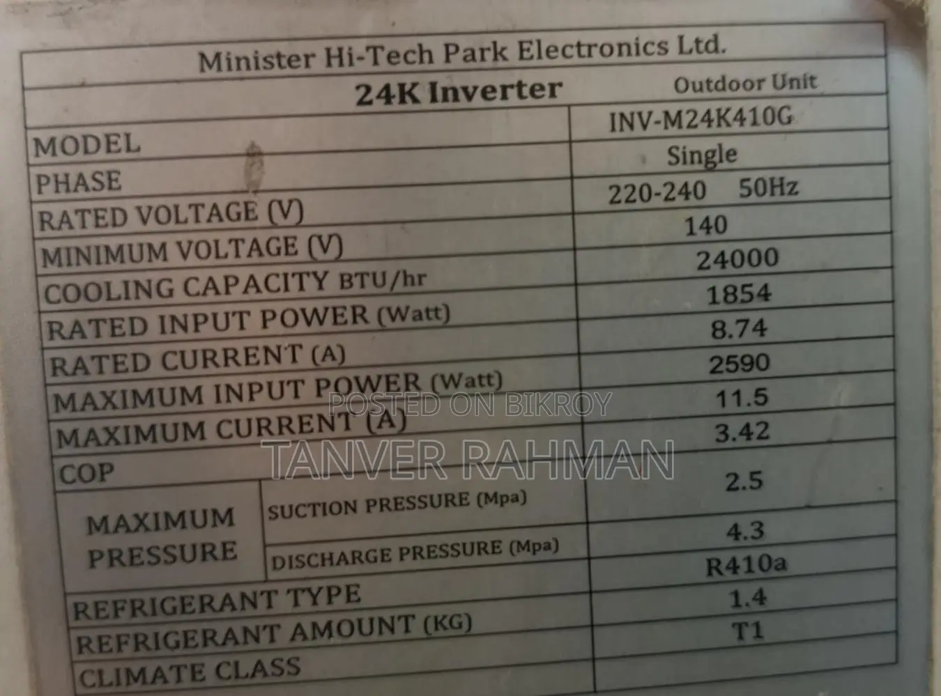 2 Ton Minister AC for Sale