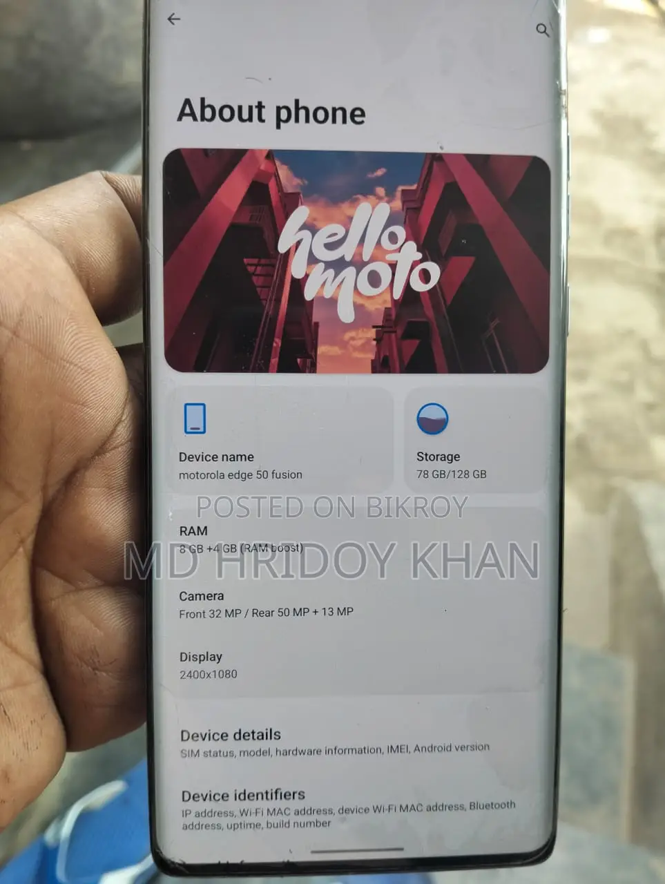 Motorola Edge 50 Fusion অরজিনাল আছে সেল (Used)