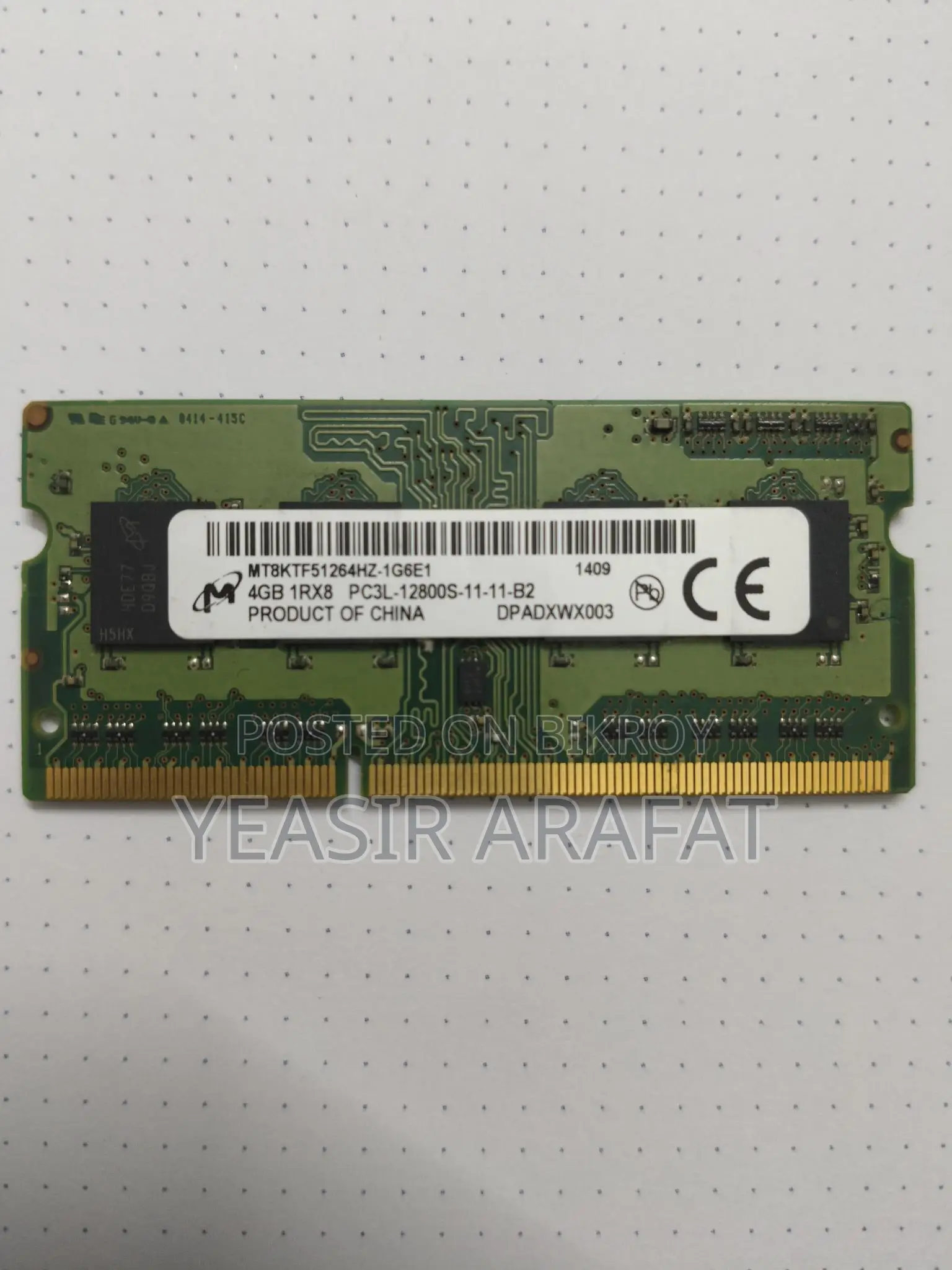 Micron 4GB DDR3L Laptop RAM | PC3L-12800S 1600MHz SO-DIMM