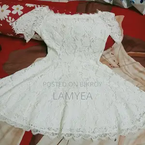 Elegant White Net Lace Dress