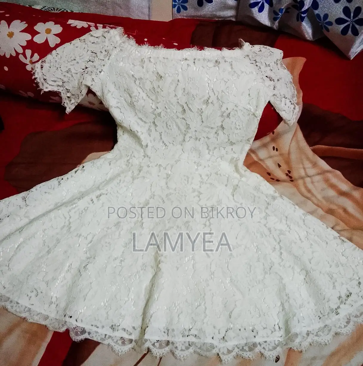 Elegant White Net Lace Dress