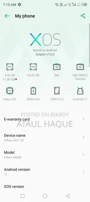 Infinix Hot 12i Ram 4+1/64 GB (Used)